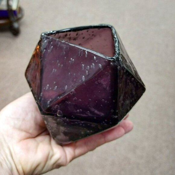 Anthropologie Other - Anthropologie Geometric Purple Blown Glass Vase, Amethyst Octahedron Art Glass